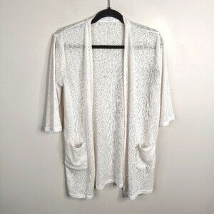 Glacier Japan Coastal Lagenlook Boho Minimalist Lightweight Open Knit Cardigan M